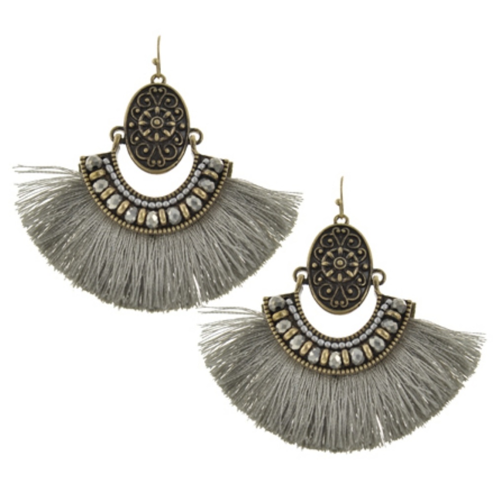 Gray Thread Earrings